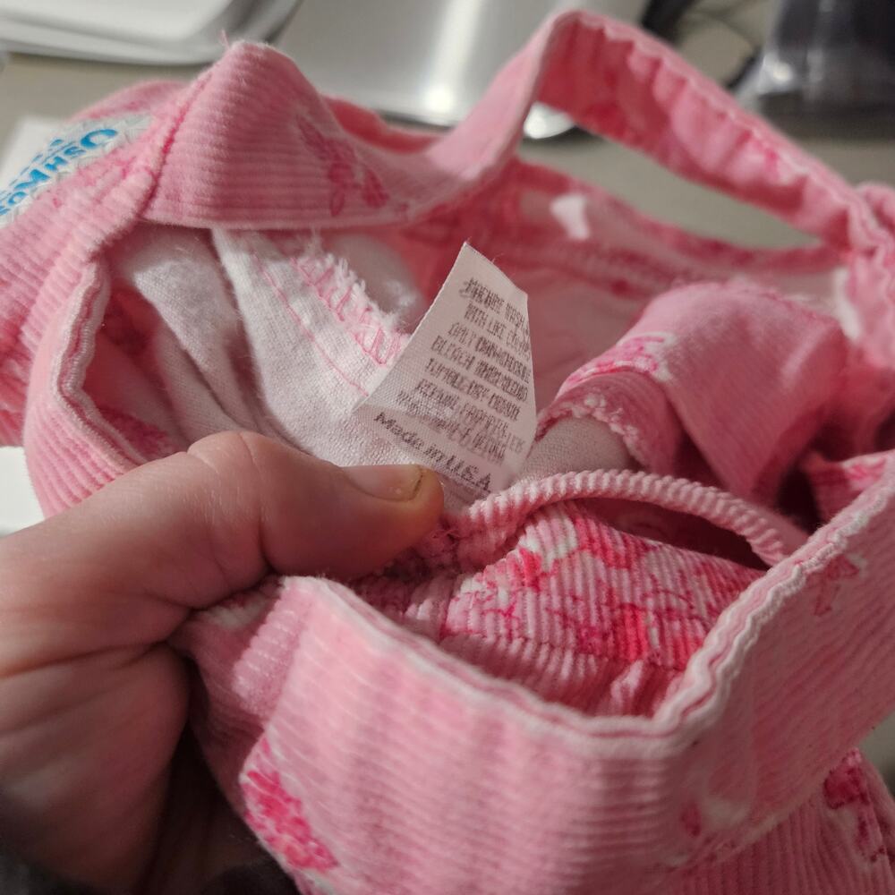 Vintage Oshkosh Bgosh Pink Corduroy Floral Overalls Size 12 Month - Picture 6 of 7